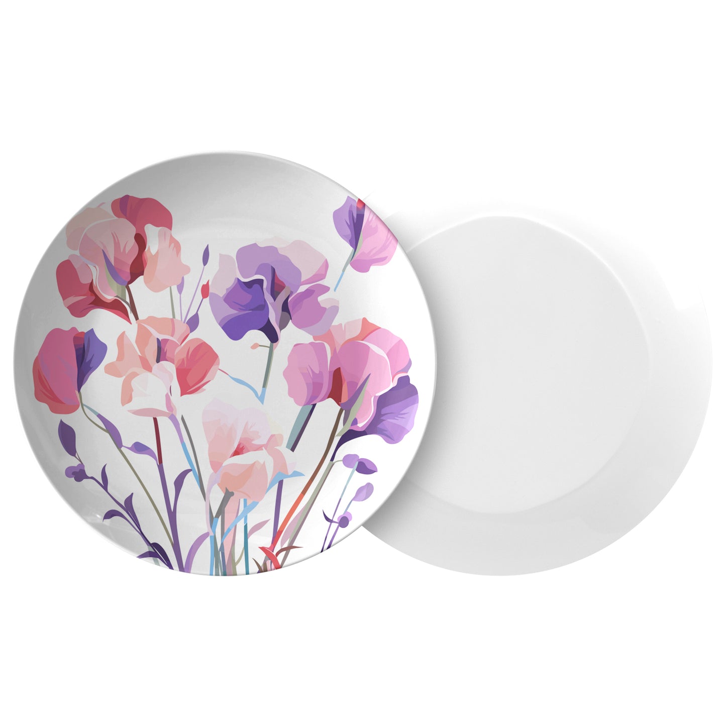 April Birth Month Flower Plate, Sweet Pea Floral Print, Luxury Plastic