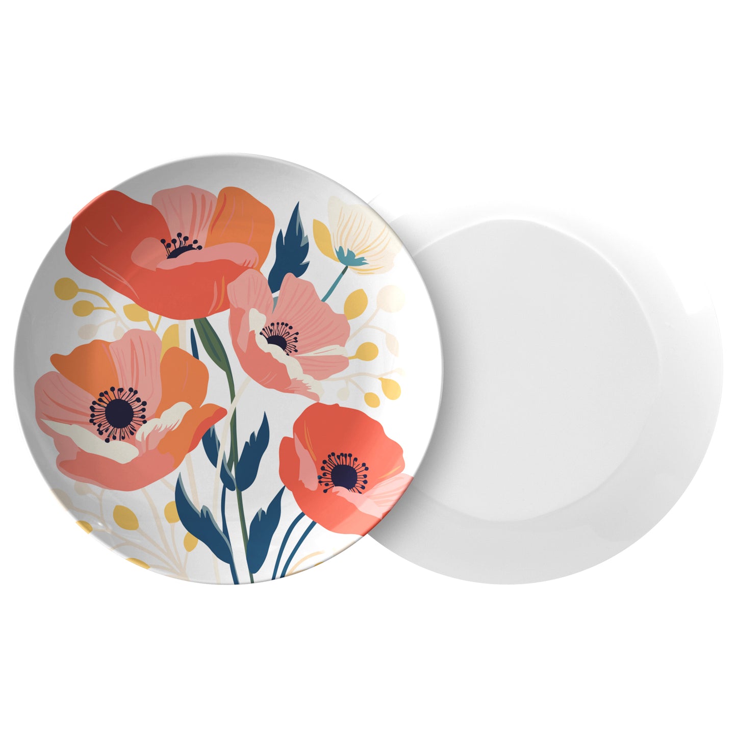 August Birth Month Flower Plate, Poppy Floral Print, Luxury Plastic