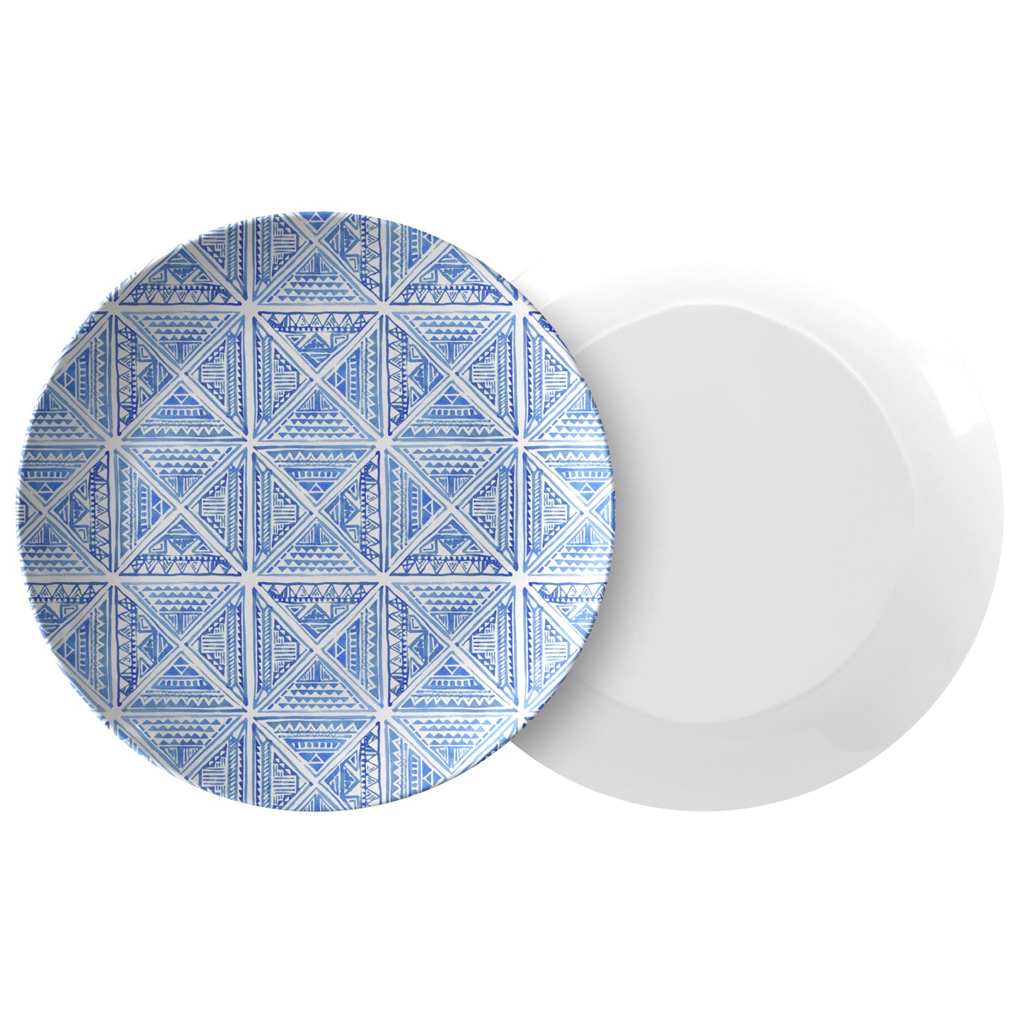 Blue & White Tile Print Dinner Plate, 10"D, Luxe Plastic