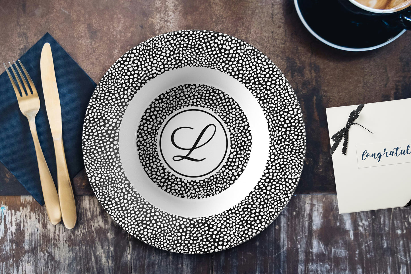 Monogram Bowls, Black & White Cheetah, Luxury Plastic, Choose Single or Set