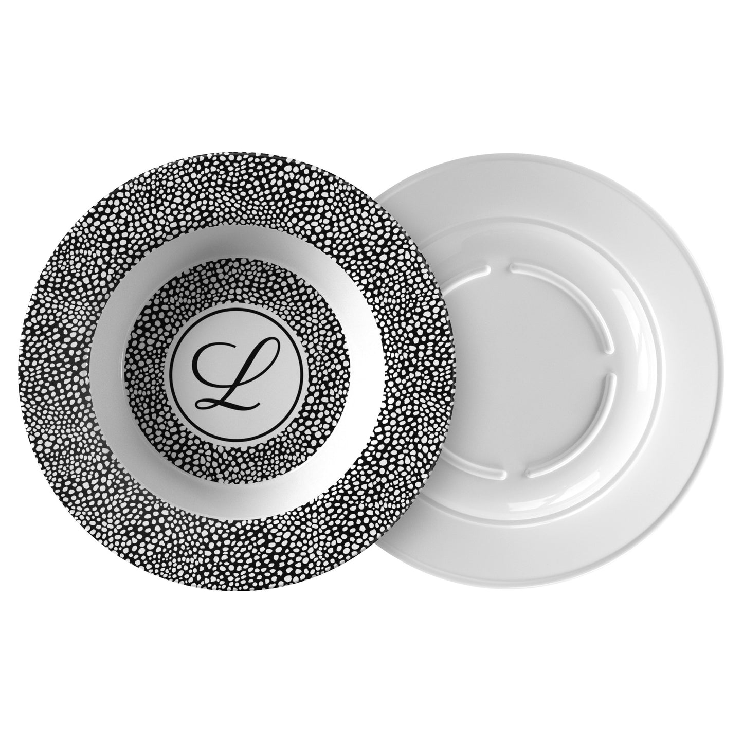 Monogram Bowls, Black & White Cheetah, Luxury Plastic, Choose Single or Set