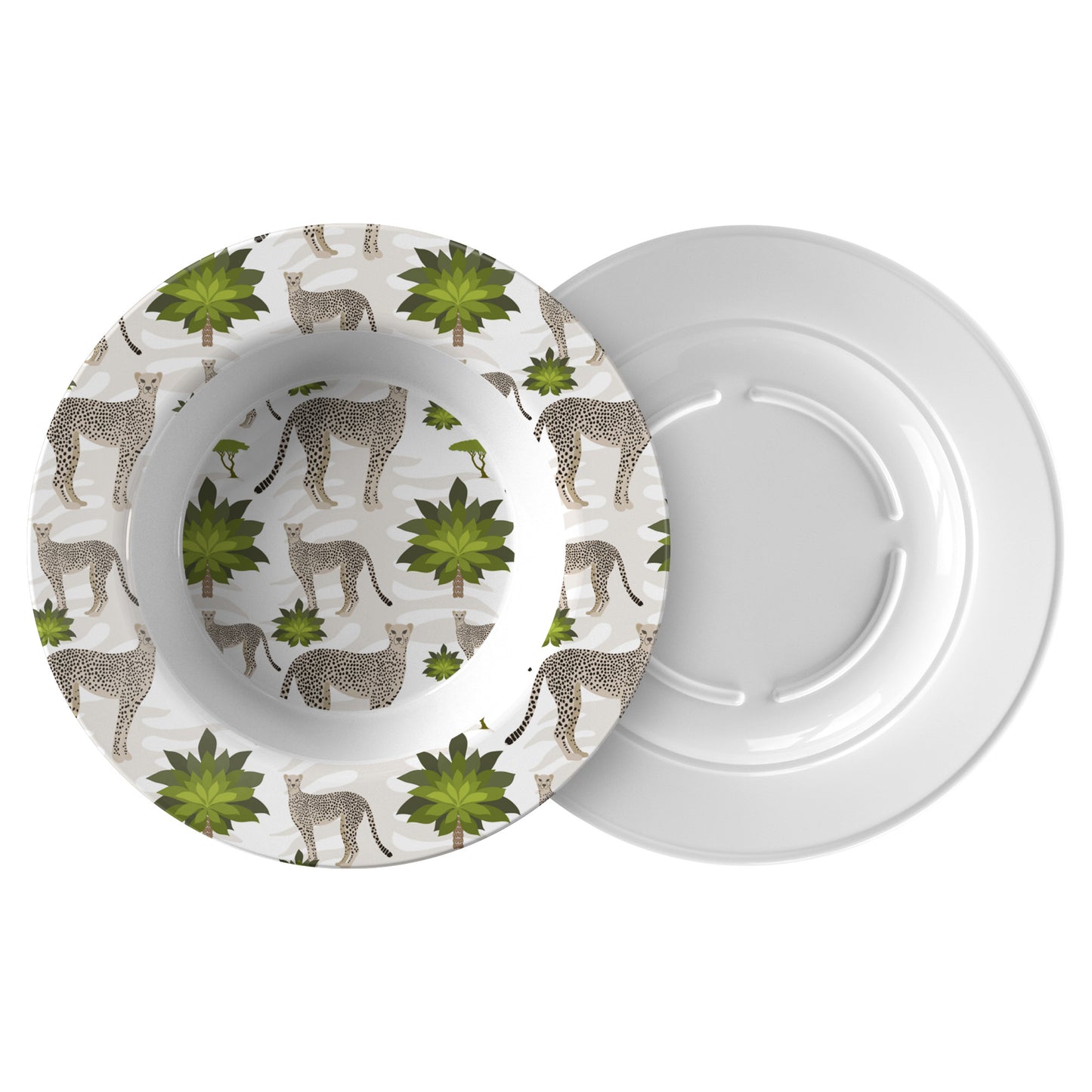 Safari Cheetahs Bowl, Green, Luxury Plastic, Choose Single or Set