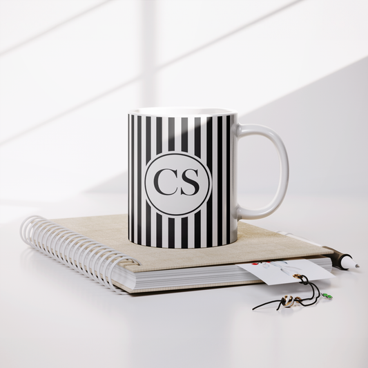 Custom Ceramic Mug Black & White Stripe