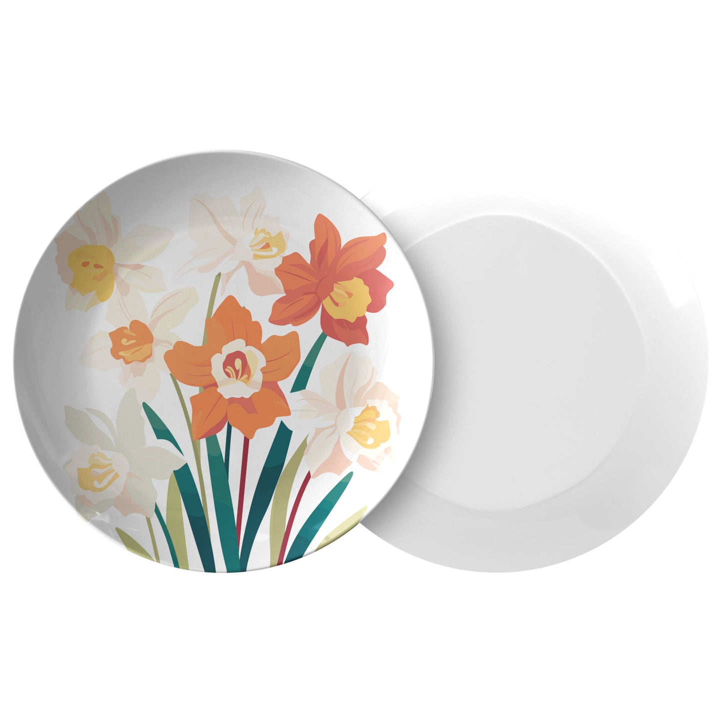 December Birth Month Flower Plate, Narcissus Floral Print, Luxury Plastic