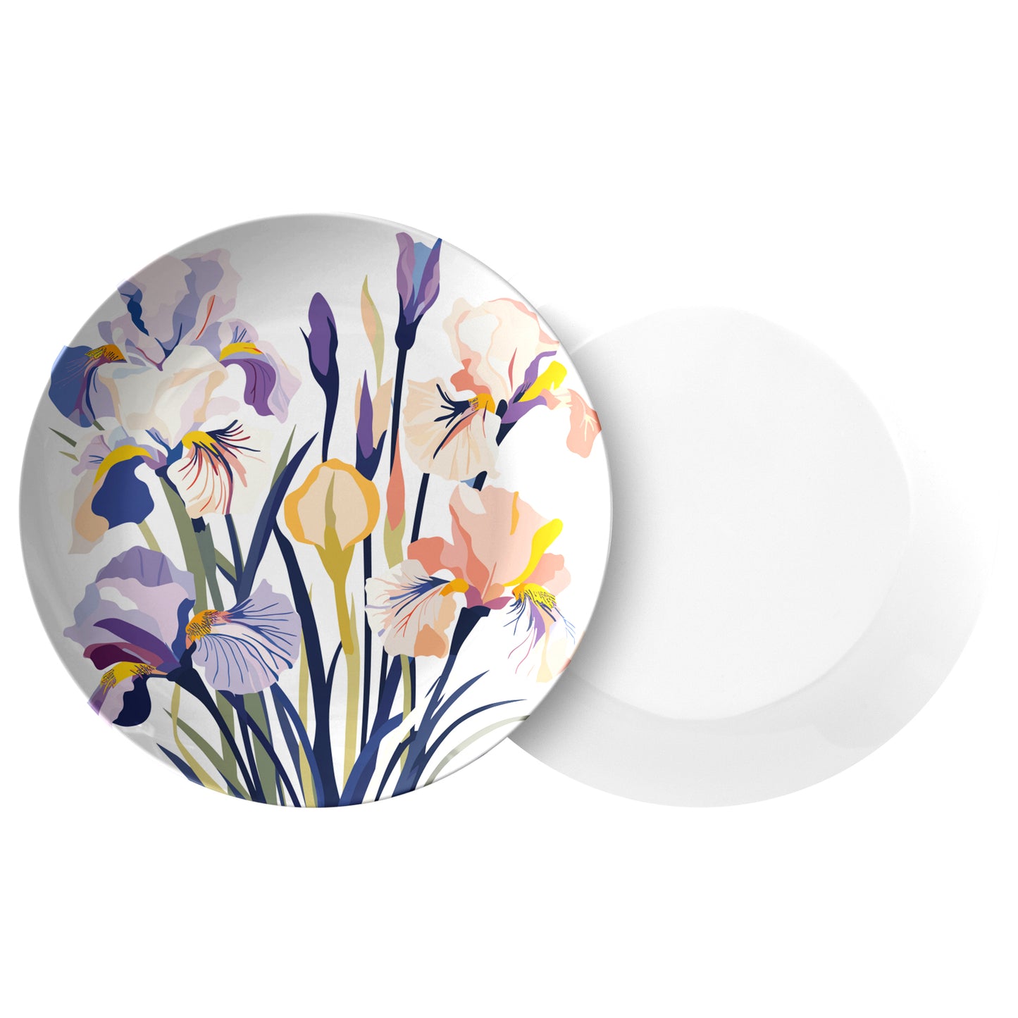 February Birth Month Flower Plate, Iris Floral Print, Luxury Plastic