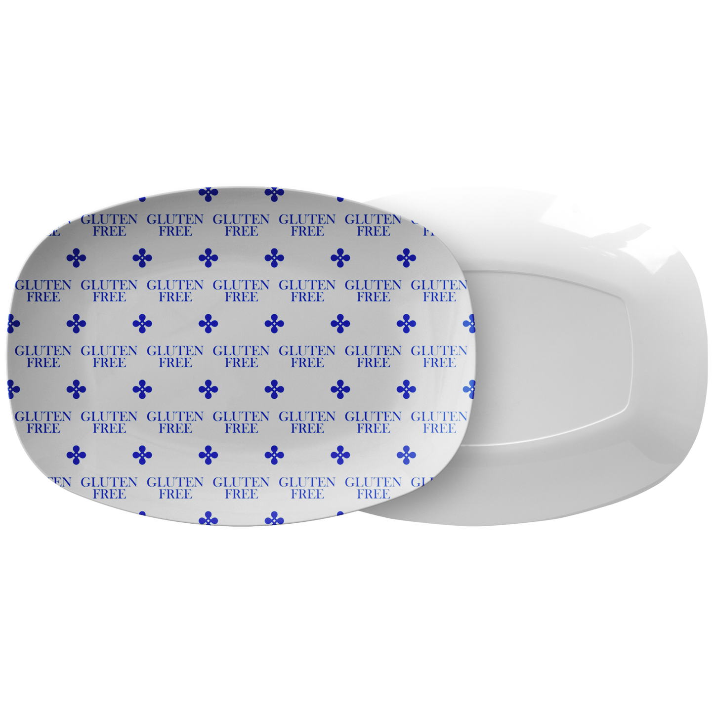 Gluten-Free Labeled Serving Platter – Blue/White, Luxe Plastic 10" x 14"