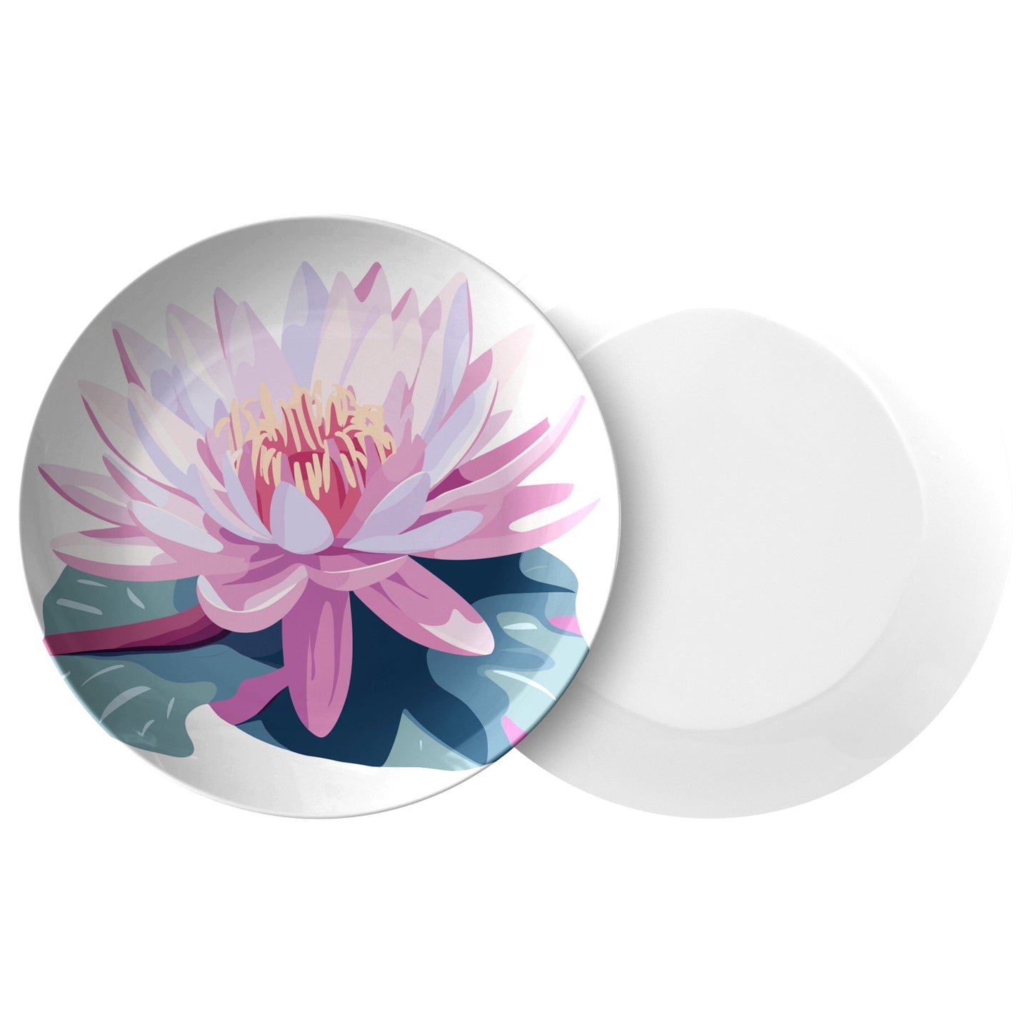 July Birth Month Flower Plate, Water Lily Floral Print, Luxury Plastic
