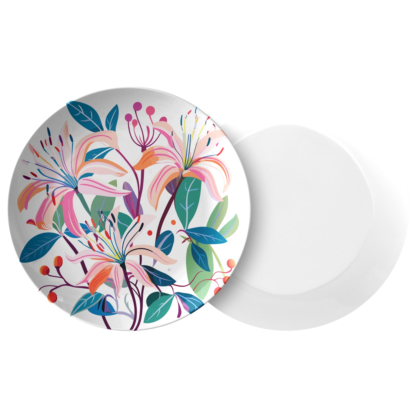 June Birth Month Flower Plate, Honeysuckle Floral Print, Luxury Plastic