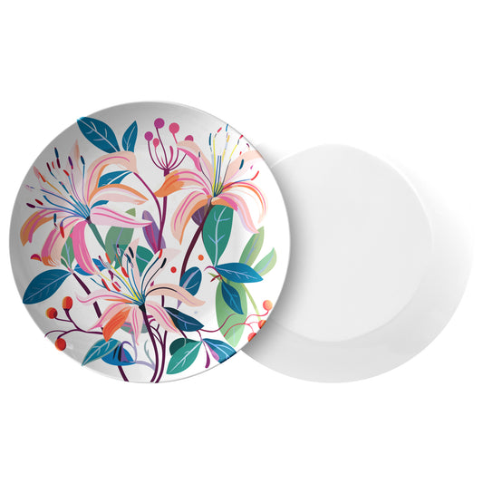 Personalized Birth Month Flower Plate, June - Honeysuckle, Luxury Plastic