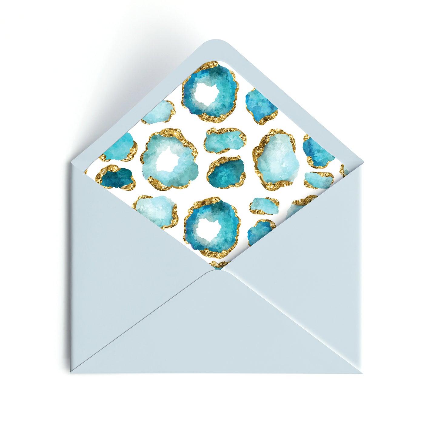 Personalized Gemstone Notecards – Custom Stationery Set, Blue Zircon Geode