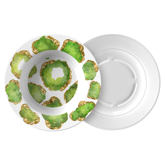 Luxury Peridot & Gold Gemstone Plastic Bowls - Choose Single or Set