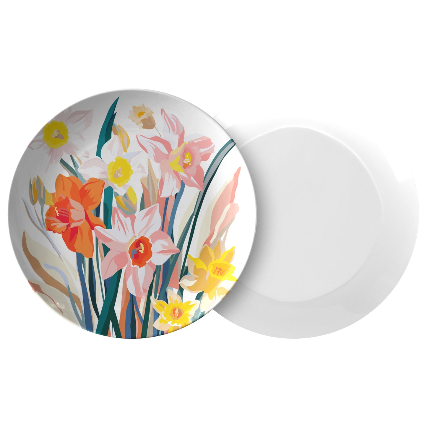 March Birth Month Flower Plate, Daffodil Floral Print, Luxury Plastic