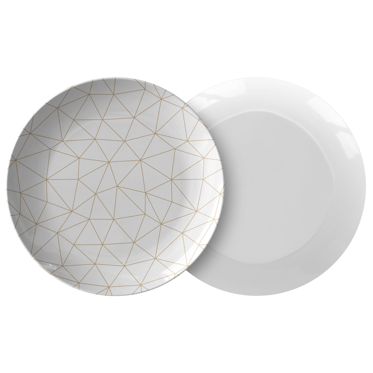 Minimalist Gold Geometric Plates, Set of 4, Luxury Plastic