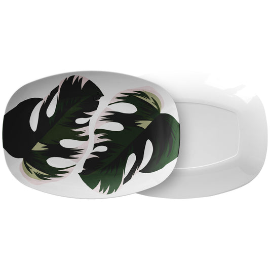 Monstera Leaves Serving Platter, Luxury Plastic