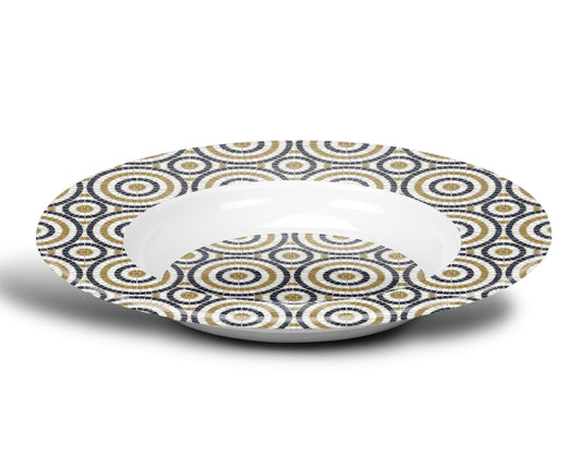 Mosaic Bistro Tile Print Bowl, Circular Pattern, Luxe Plastic