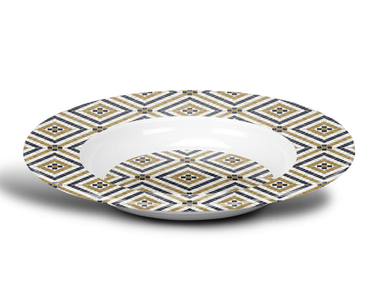 Mosaic Bistro Tile Print Bowl, Diamond Pattern, Luxe Plastic