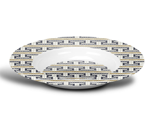 Mosaic Bistro Tile Print Bowl, Fret Pattern, Luxe Plastic