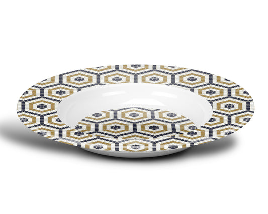 Mosaic Bistro Tile Print Bowl, Hexagon Pattern, Luxe Plastic