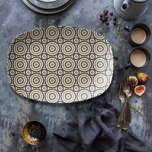 Mosaic Bistro Tile Serving Platter, Circular Print, Luxury Plastic