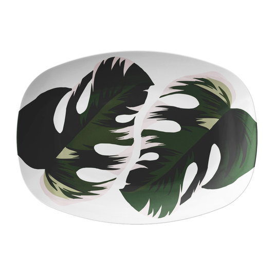 Monstera Leaves Serving Platter, Luxury Plastic