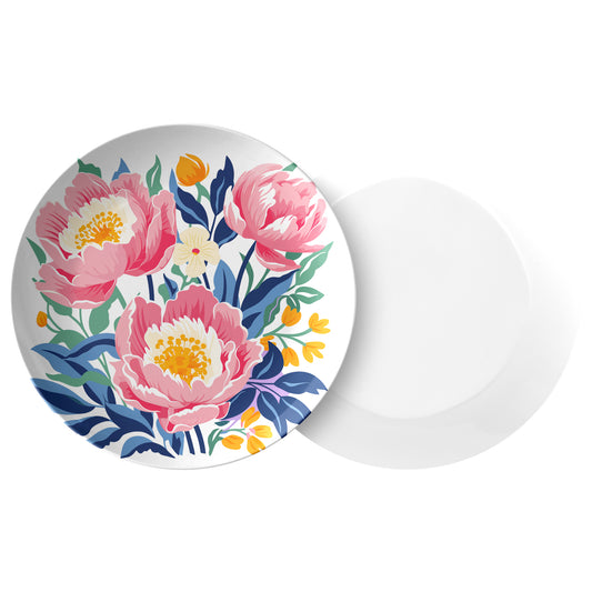 Personalized Birth Month Flower Plate, November - Peony, Luxury Plastic