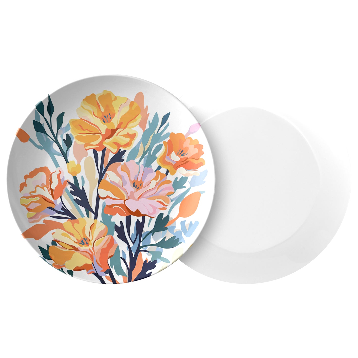 October Birth Month Flower Plate, Marigold Floral Print, Luxury Plastic