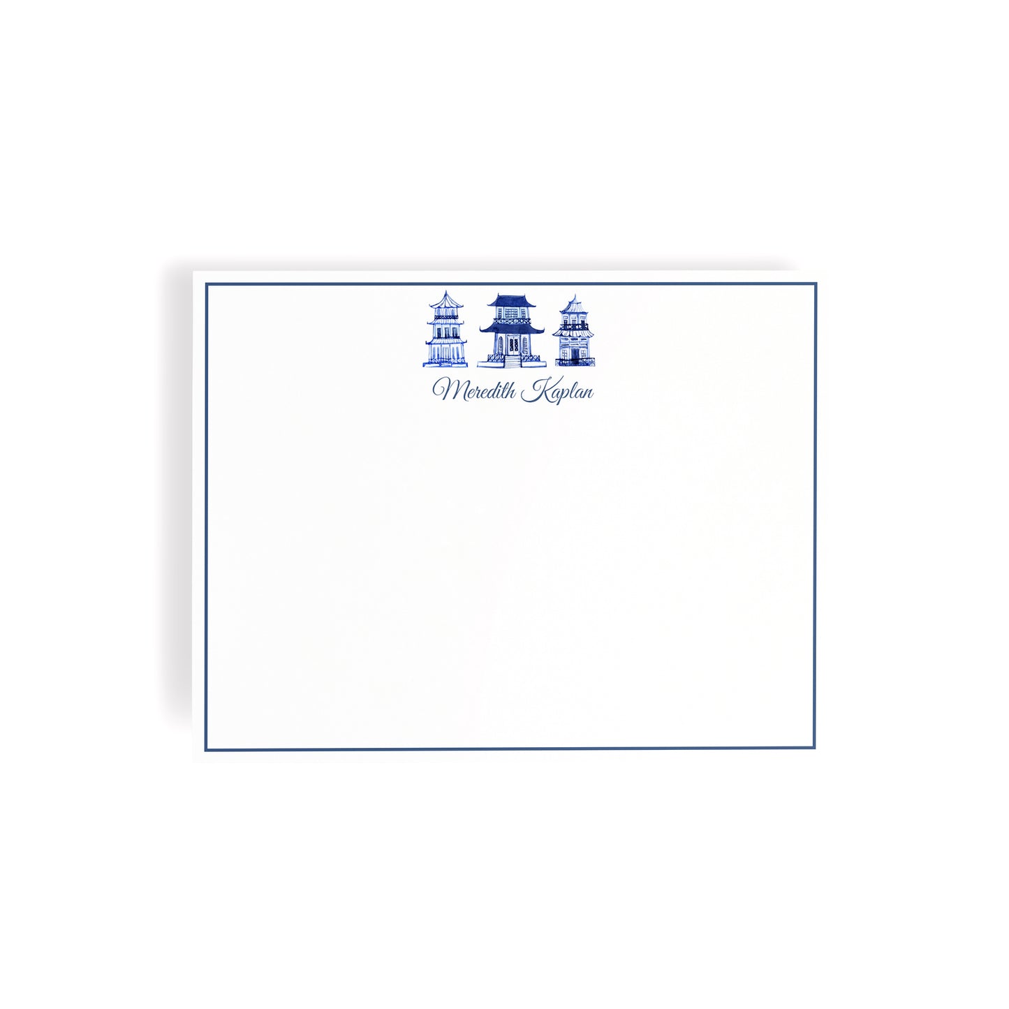 Personalized Chinoiserie Toile Notecards, Custom Stationery Set, Blue & White