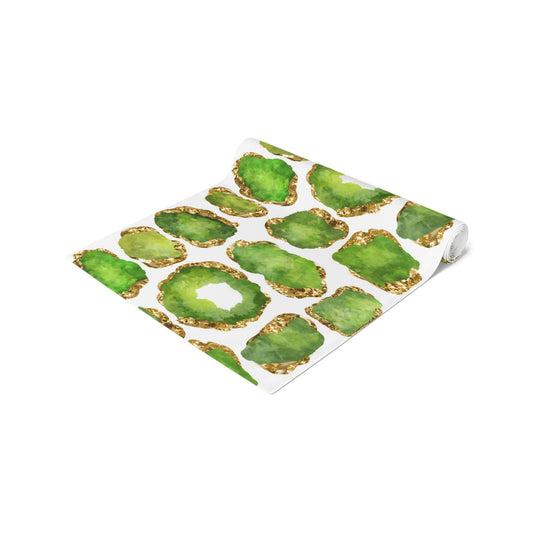 Gemstone Print Table Runner, Peridot and Gold