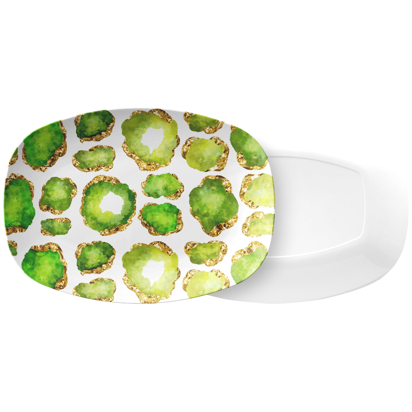 Gemstones Print Serving Platter, Peridot and Gold, Luxury Plastic