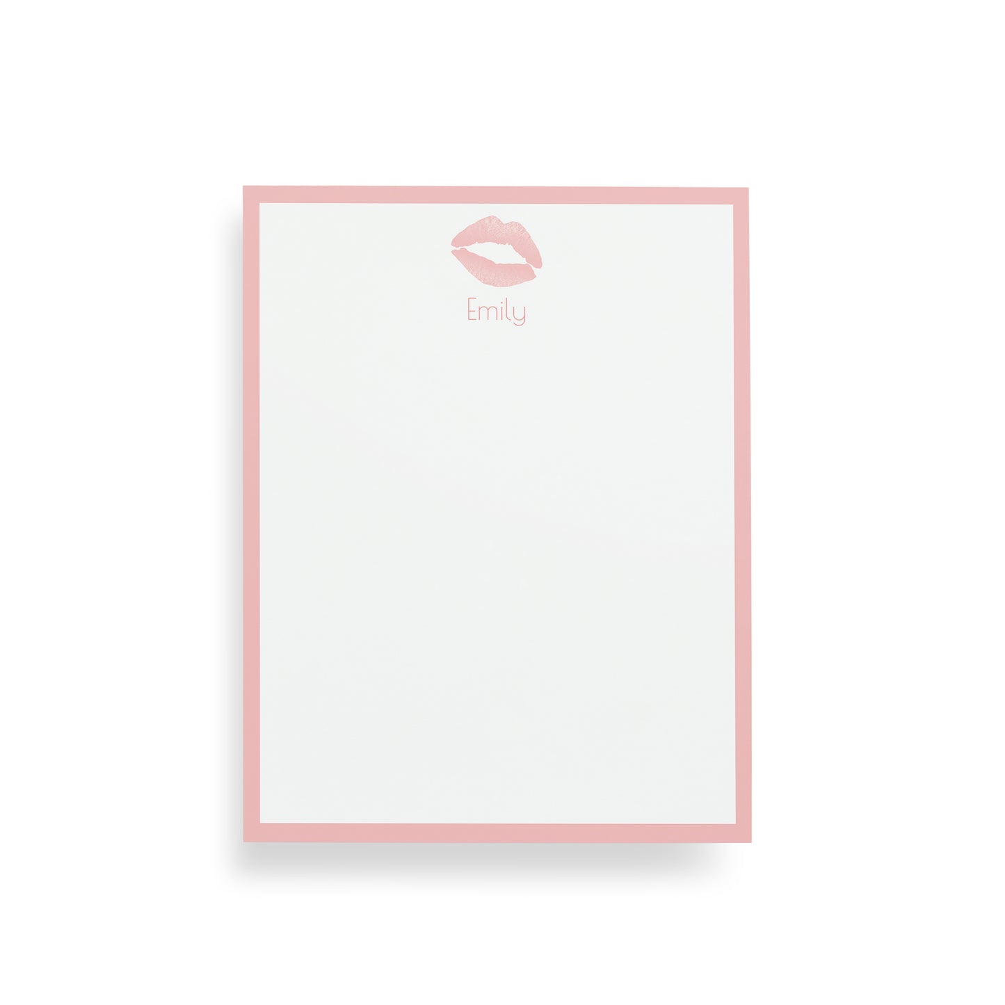 Personalized Lipstick Kiss Print Notecards, Set of 10, Light Pink