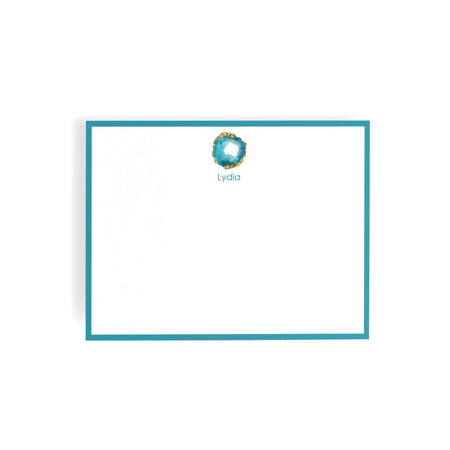 Personalized Gemstone Notecards – Custom Stationery Set, Blue Zircon Geode