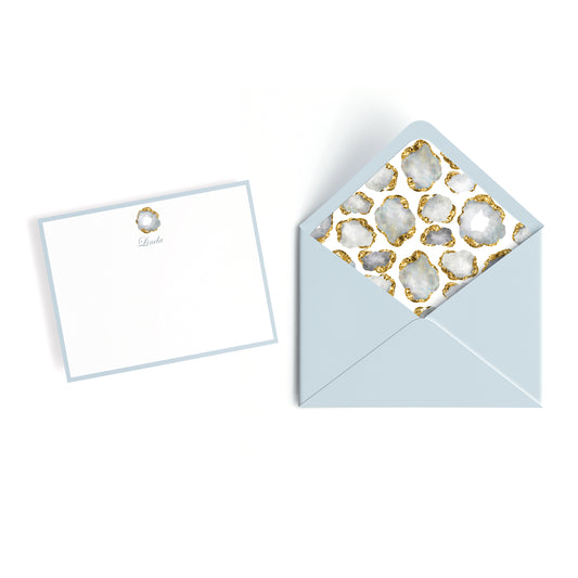 Personalized Gemstone Notecards – Custom Stationery Set, Crystal Geode