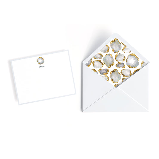 Personalized Gemstone Notecards – Custom Stationery Set, Crystal Geode