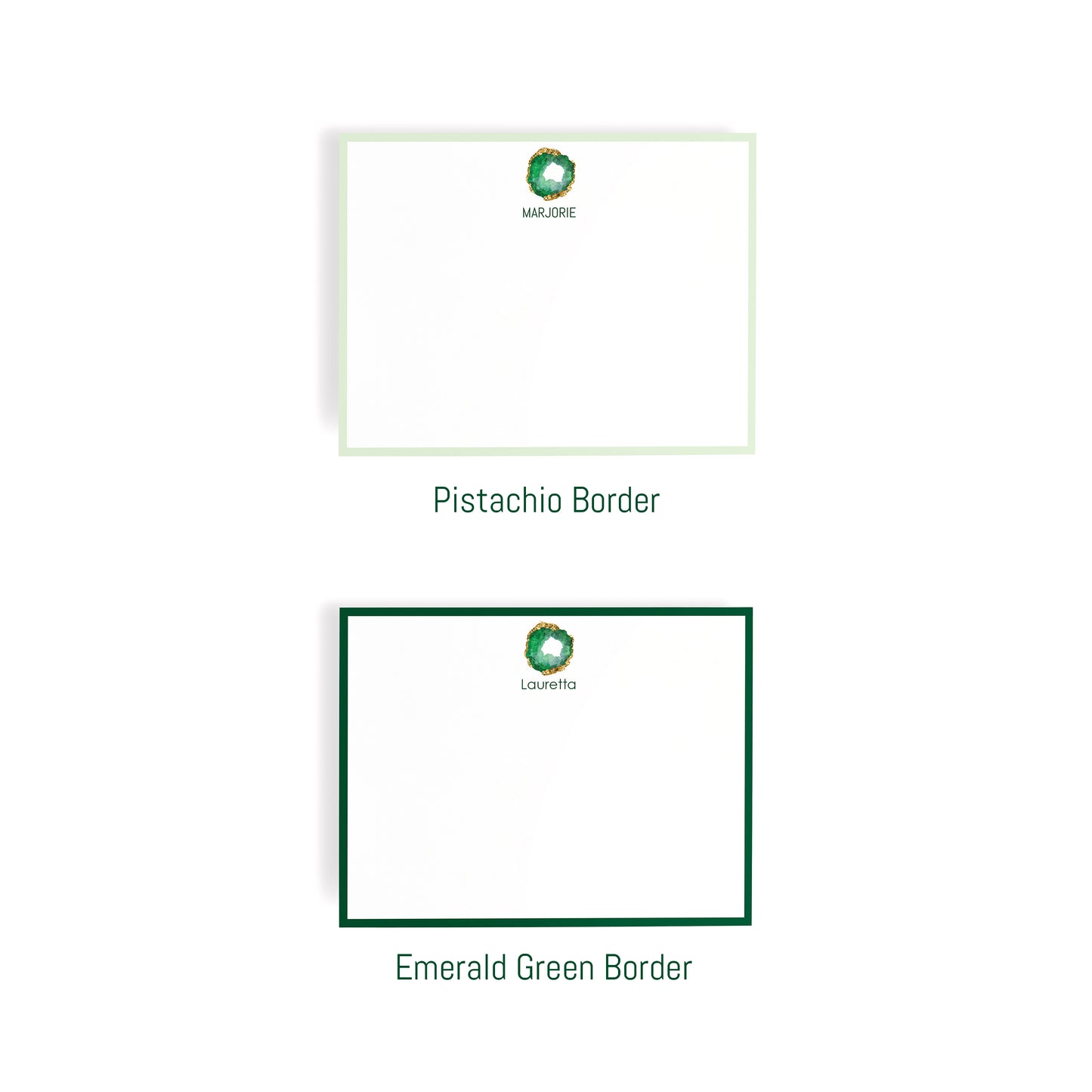 Personalized Gemstone Notecards – Custom Stationery Set, Emerald Geode