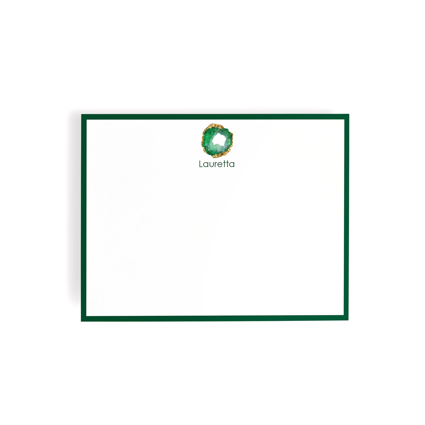 Personalized Gemstone Notecards – Custom Stationery Set, Emerald Geode