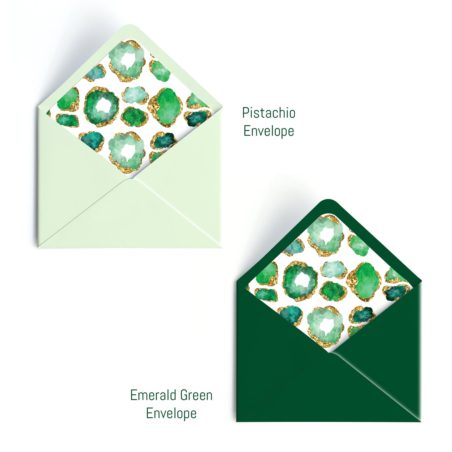 Personalized Gemstone Notecards – Custom Stationery Set, Emerald Geode