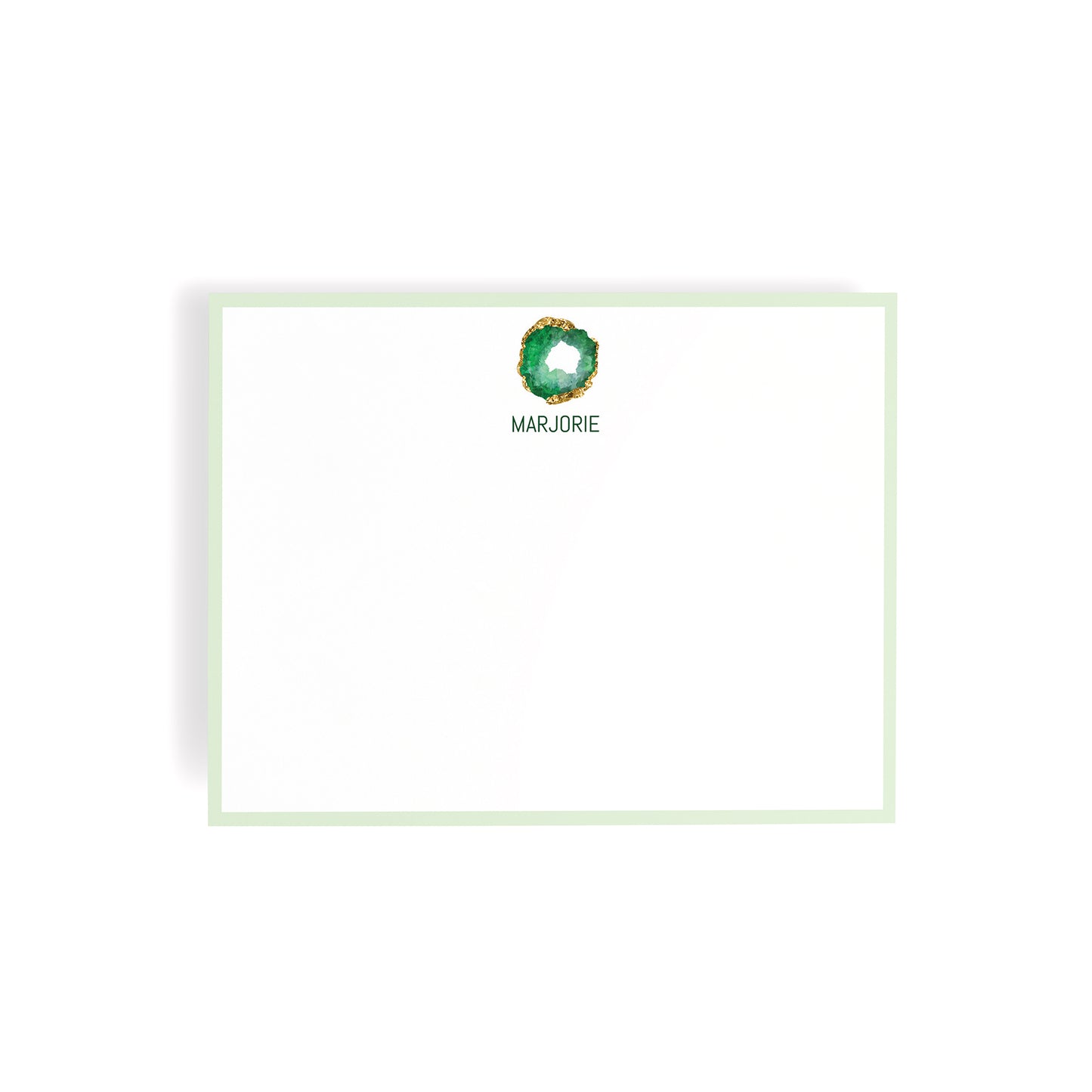 Personalized Gemstone Notecards – Custom Stationery Set, Emerald Geode