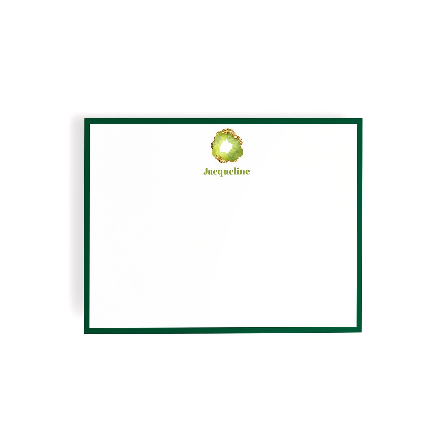 Personalized Gemstone Notecards – Custom Stationery Set, Peridot Geode