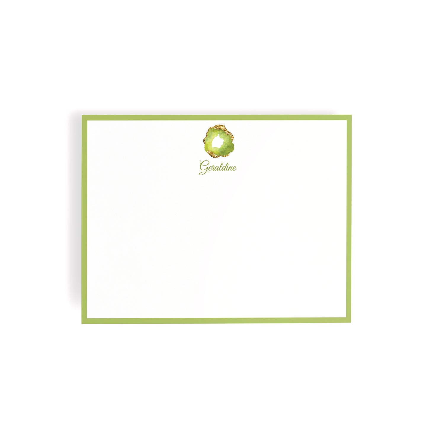 Personalized Gemstone Notecards – Custom Stationery Set, Peridot Geode