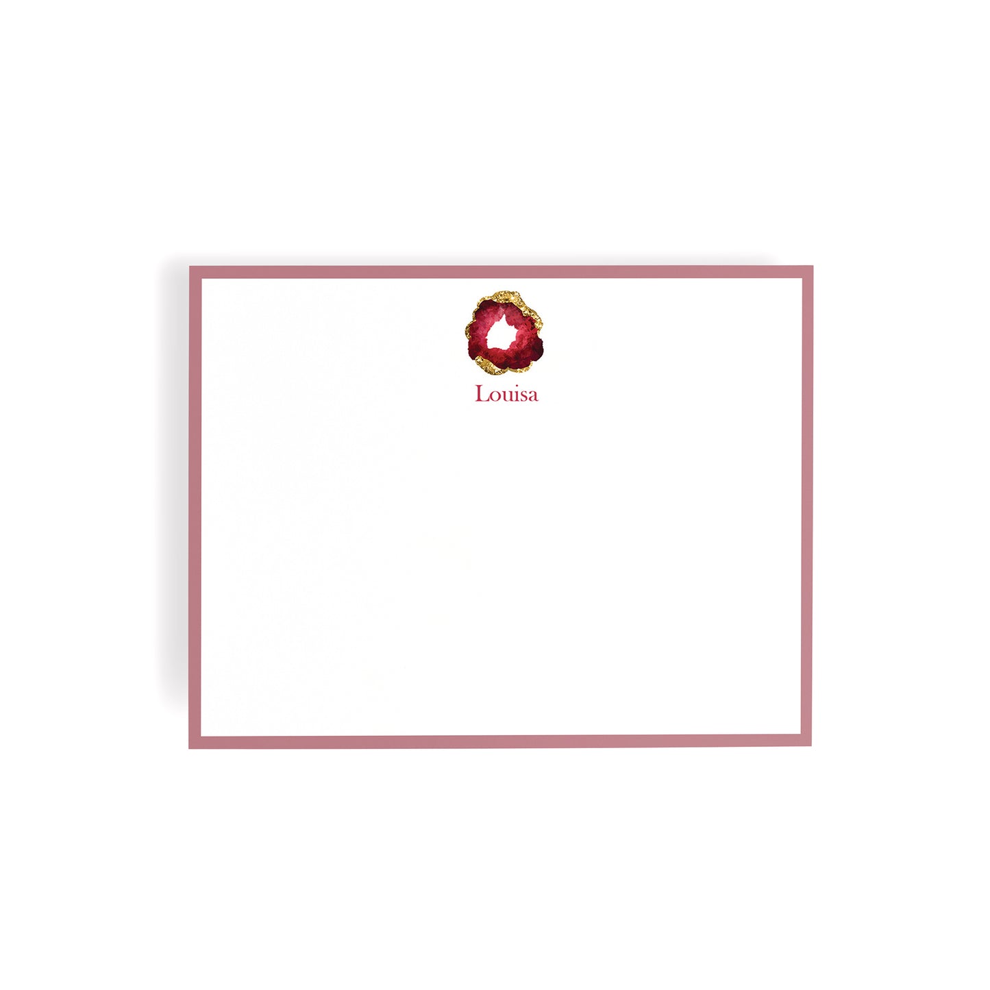 Personalized Gemstone Notecards – Custom Stationery Set, Ruby Geode