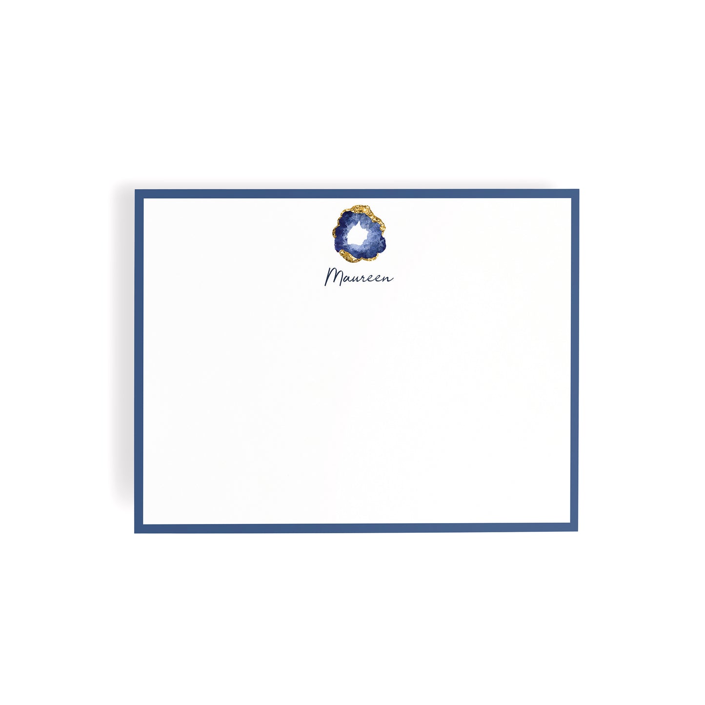 Personalized Gemstone Notecards – Custom Stationery Set, Sapphire Geode