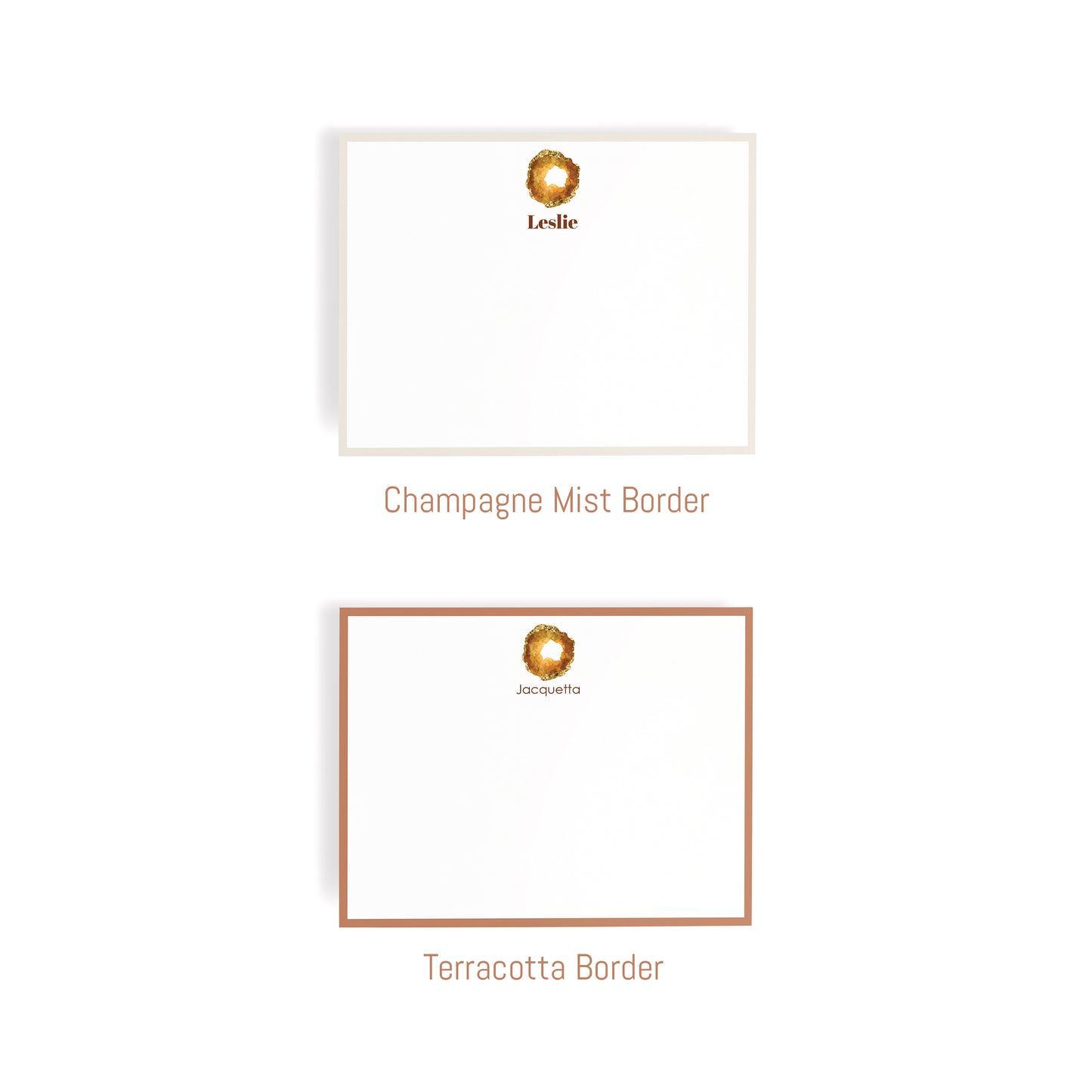 Personalized Gemstone Notecards – Custom Stationery Set, Topaz Geode