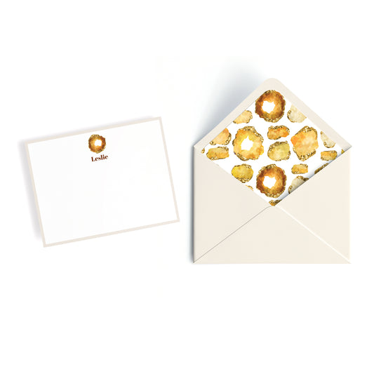 Personalized Gemstone Notecards – Custom Stationery Set, Topaz Geode