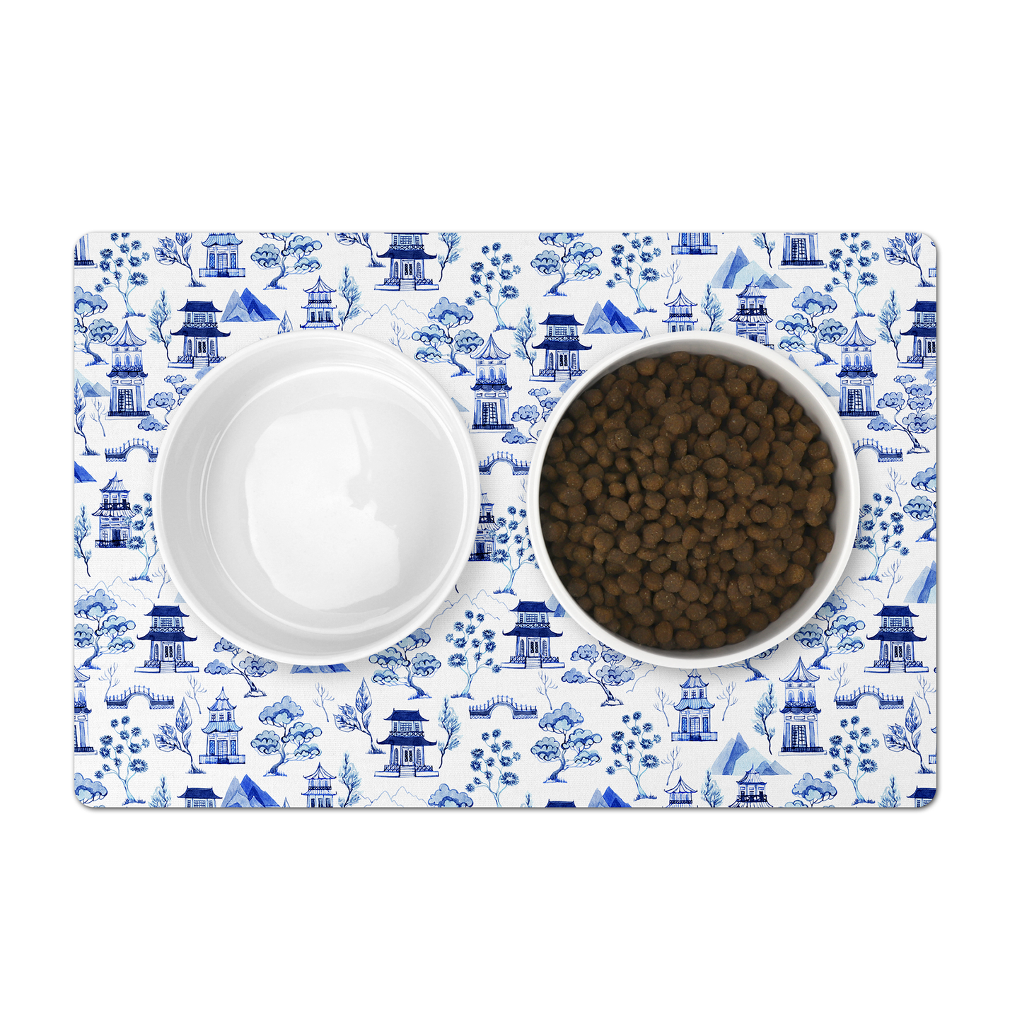 Pet Placemat, Chinoiserie, Toile, Blue and White, 12" x 18"