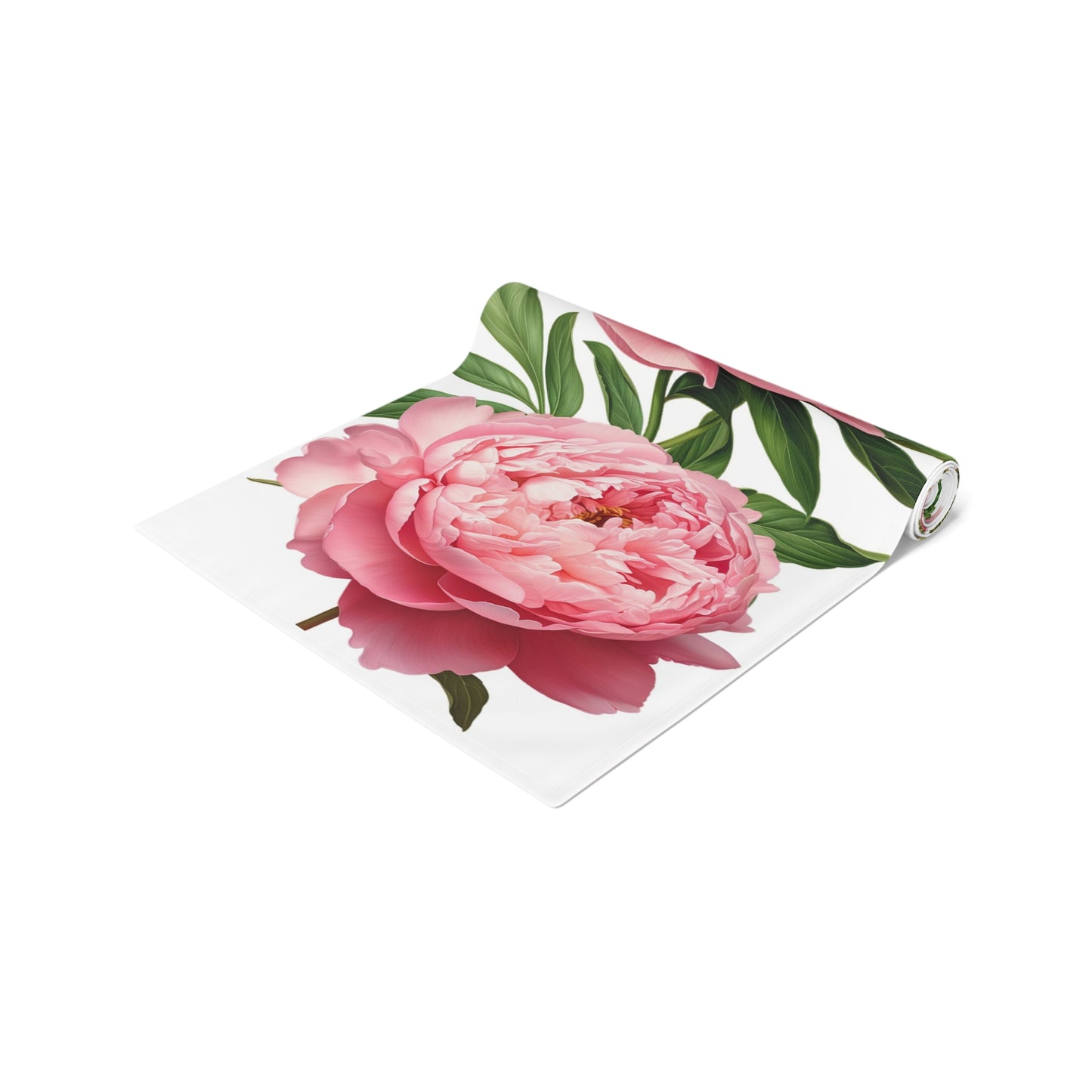 Pink Peony Flower Table Runner, Pink & White