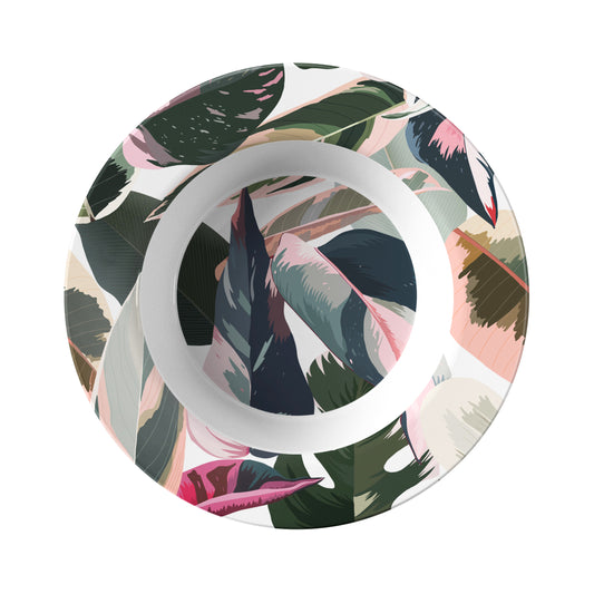 Botanical Bowls with Lush tropical leaves  - plastic bowl set