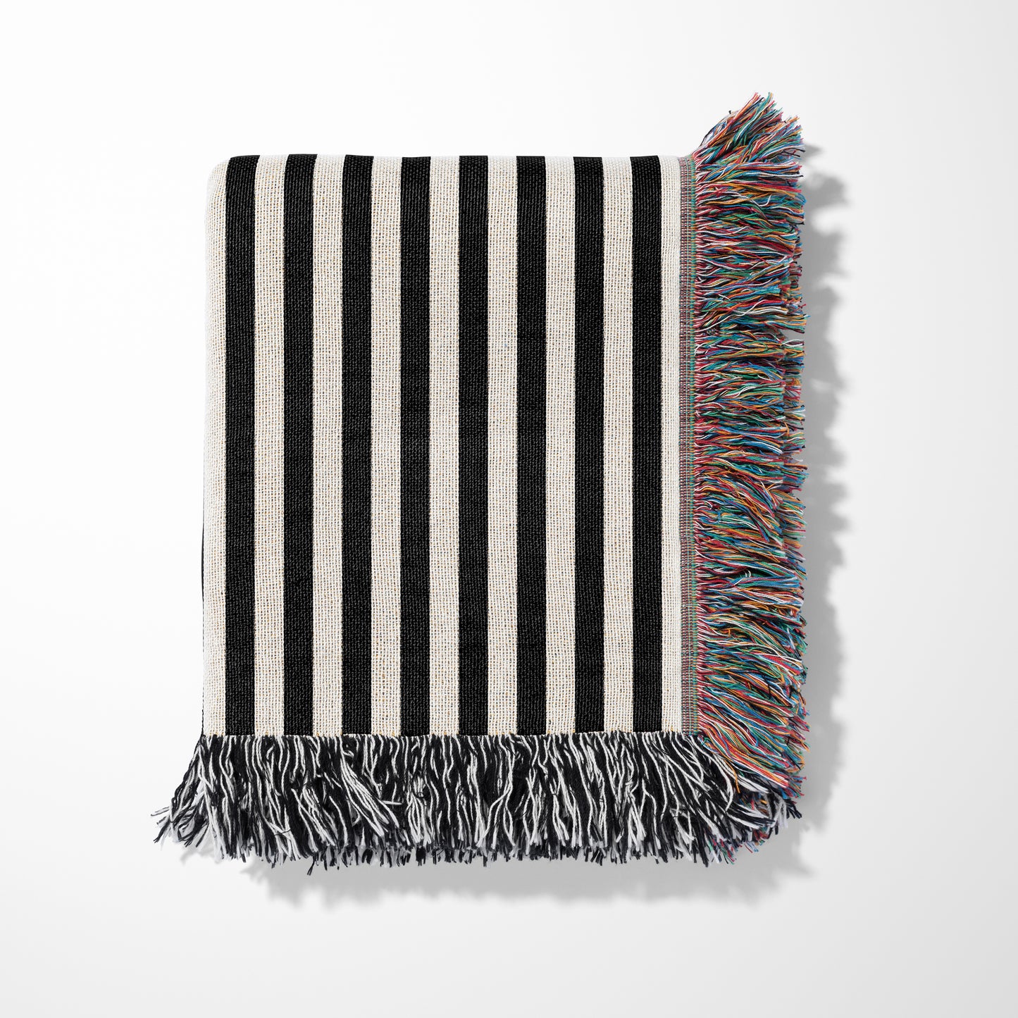Personalized Gift Woven Throw Blanket, Black Stripes, 100% Cotton
