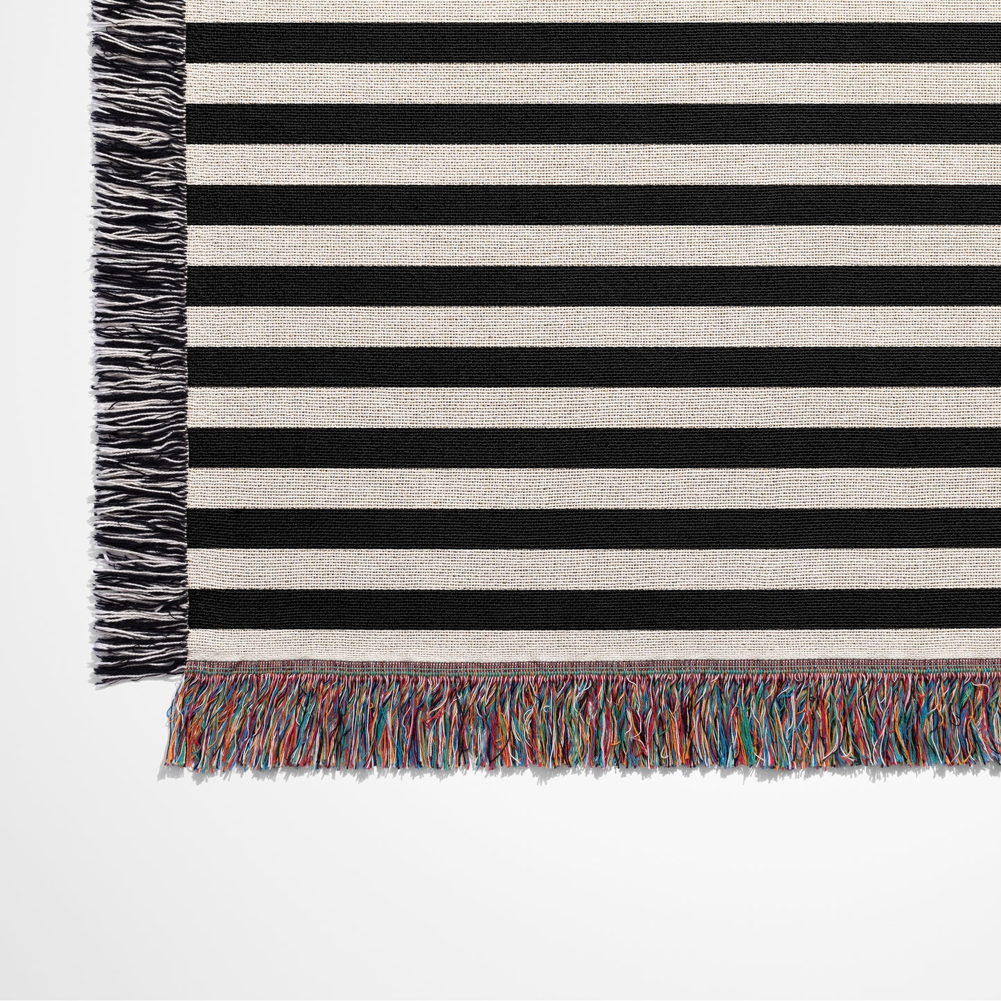 Personalized Gift Woven Throw Blanket, Black Stripes, 100% Cotton