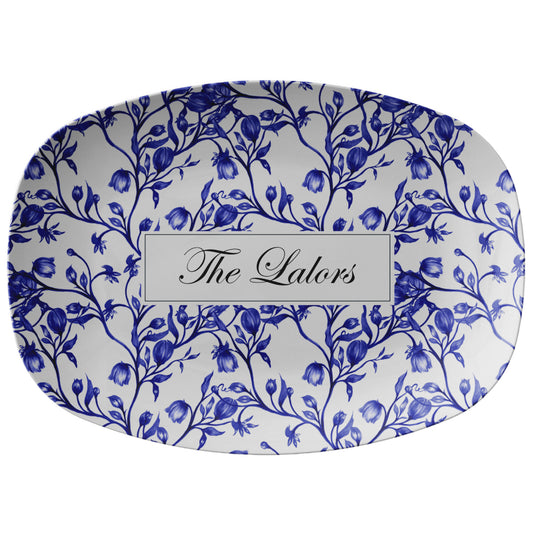 The Lalors Indigo Blue Floral Serving Platter