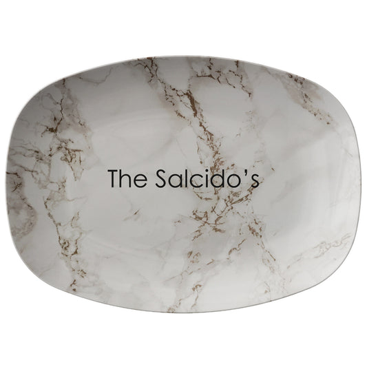 The Salcido's Off White, Beige, Brown Marble Serving Platter
